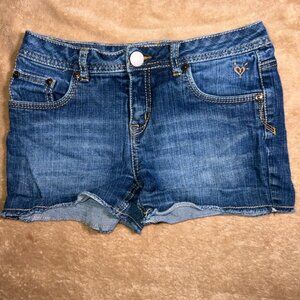 Justice Girls 14R Blue Denim Light White Wash Cut Off 5 Pocket Stretch Shorts